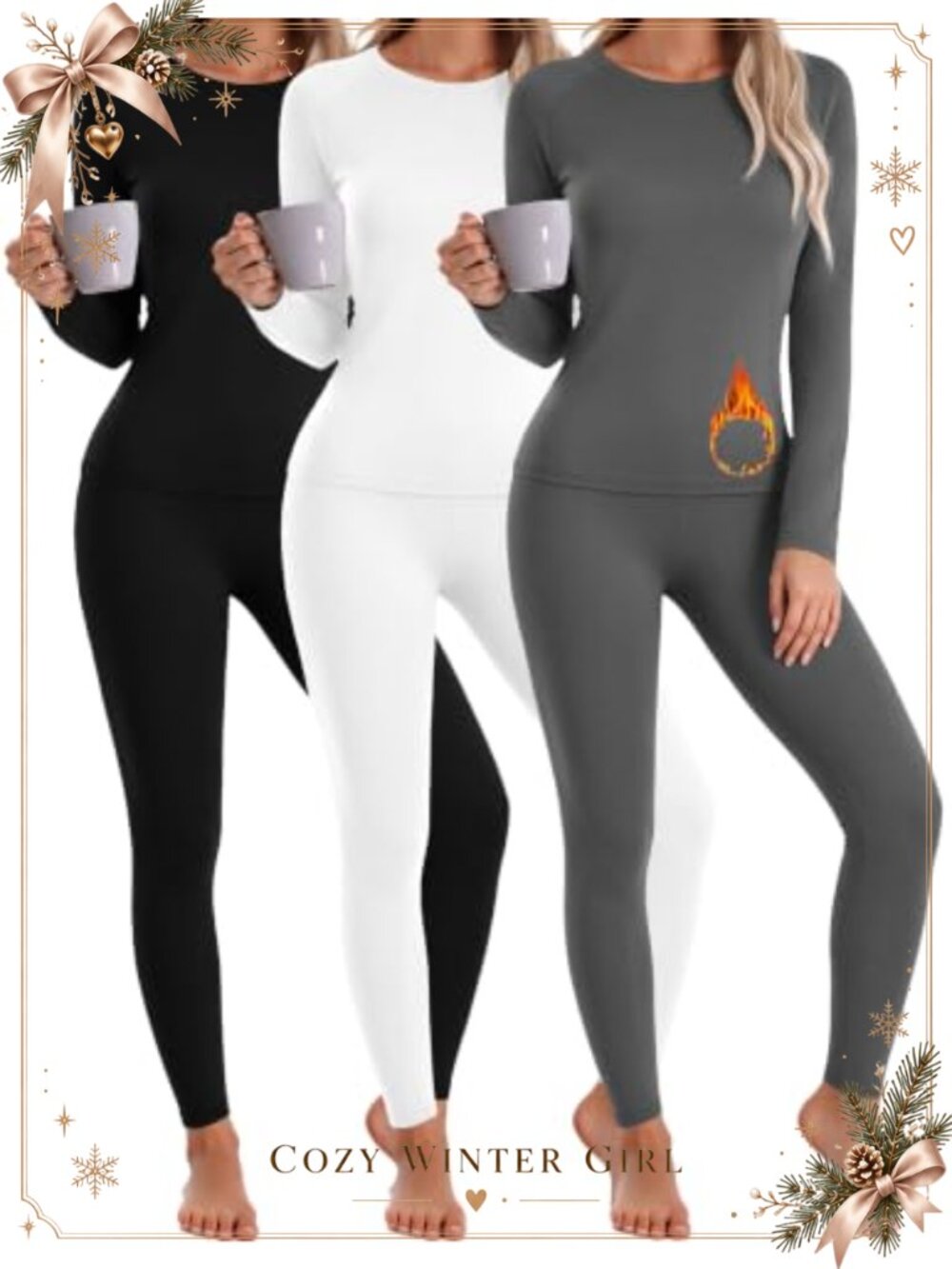 Women's Thermal Underwear Set Fleece Lined Long John Base Layer